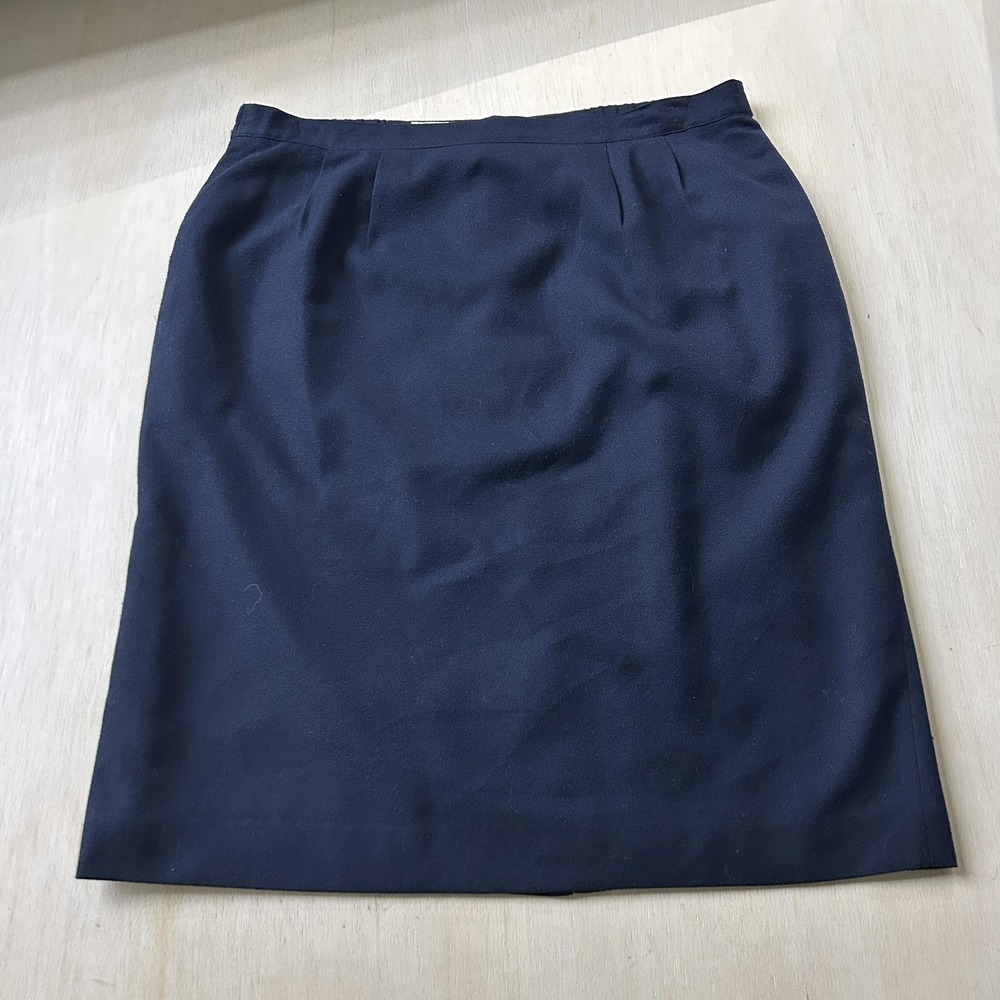 Vintage En Avance Skirt Womens 16W Navy Solid Pencil Knee Length Lined Elastic